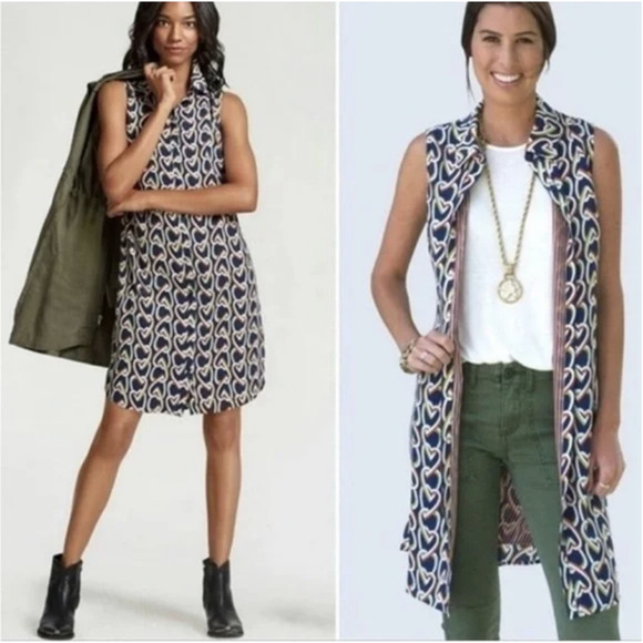 CAbi Blue and Cream Patterned Mini Dress - Picture 3 of 11